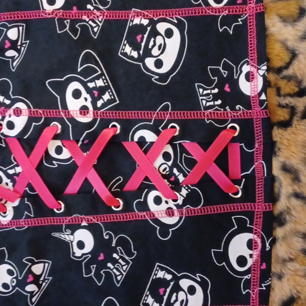 NWT Hot Topic 🔥 2x skeleton animals corset,pink / black cami tank. - Picture 5 of 15
